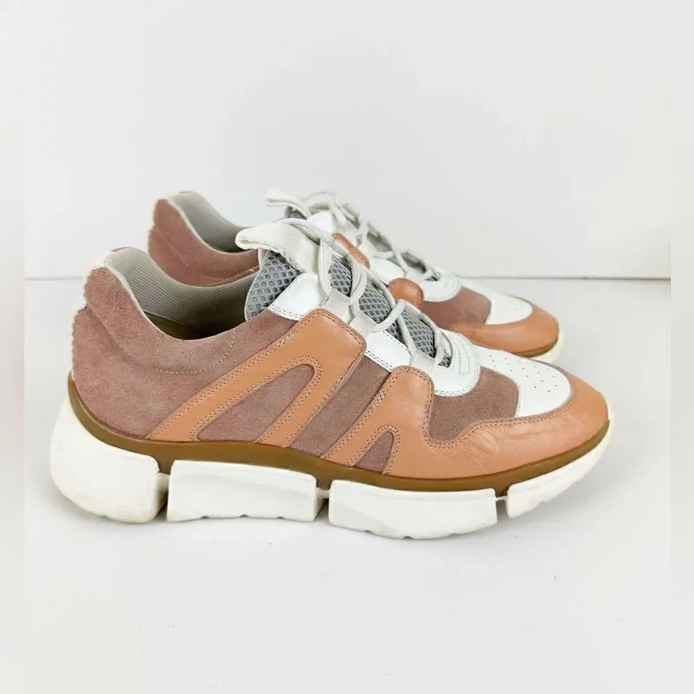 Anthropologie Riley Suede Platform Sneaker Pink Combo Size 9